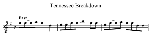 Tennessee Breakdown - staff notation