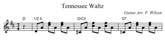 Tennessee Waltz - staff notation