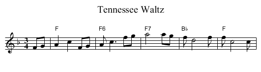 Tennessee Waltz - staff notation