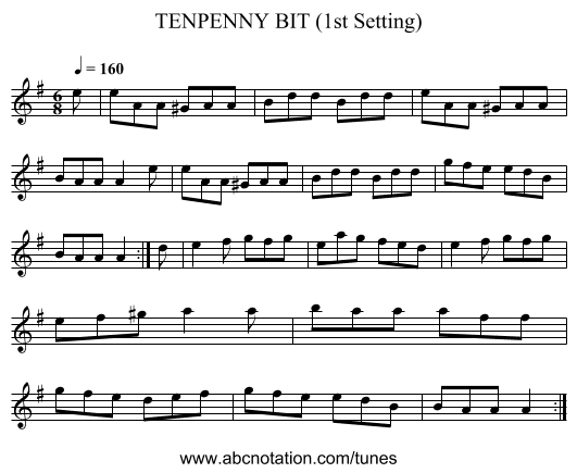 TENPENNY BIT (1st Setting) - staff notation