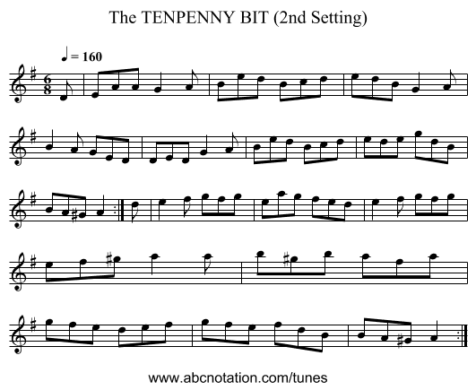 TENPENNY BIT (2nd Setting), The - staff notation