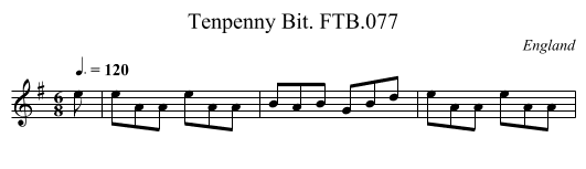 Tenpenny Bit. FTB.077 - staff notation