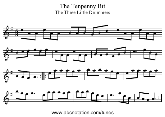 Tenpenny Bit, The - staff notation