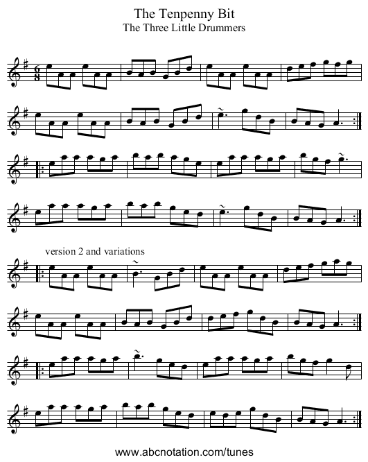 Tenpenny Bit, The - staff notation