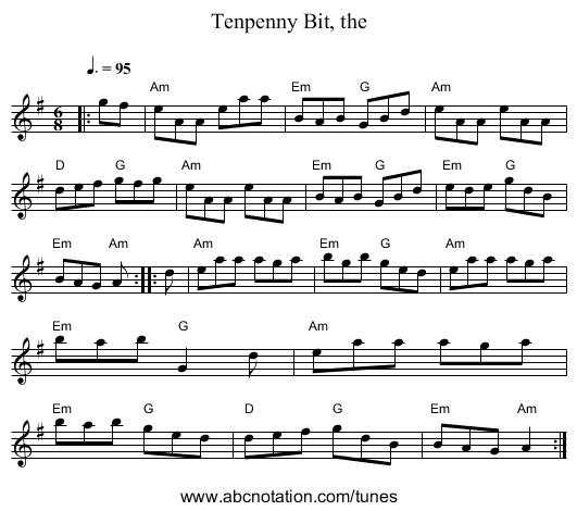 Tenpenny Bit, the - staff notation