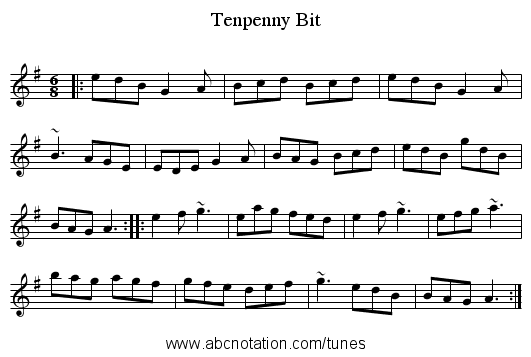 Tenpenny Bit - staff notation