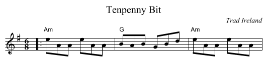 Tenpenny Bit - staff notation