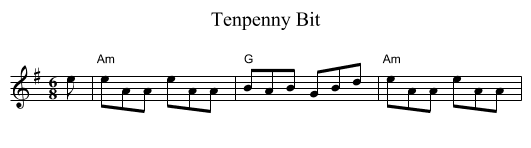 Tenpenny Bit - staff notation