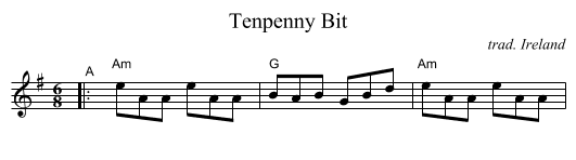 Tenpenny Bit - staff notation