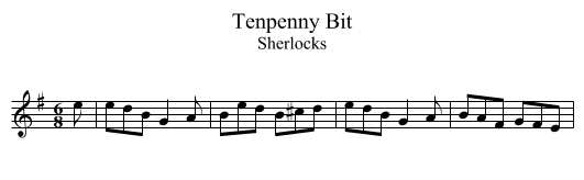 Tenpenny Bit - staff notation