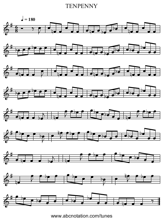 TENPENNY - staff notation
