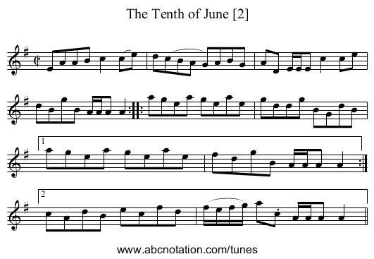 Tenth of June [2], The - staff notation