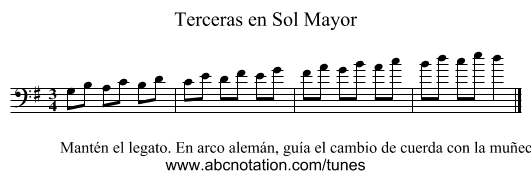 Terceras en Sol Mayor - staff notation