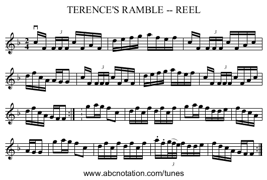 TERENCE'S RAMBLE -- REEL - staff notation