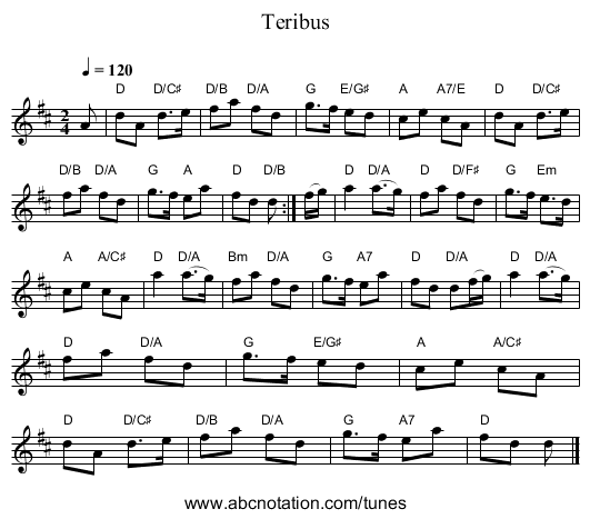 Teribus - staff notation