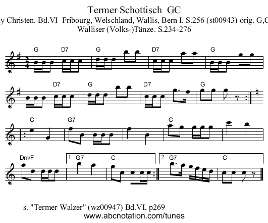 Termer Schottisch  GC - staff notation