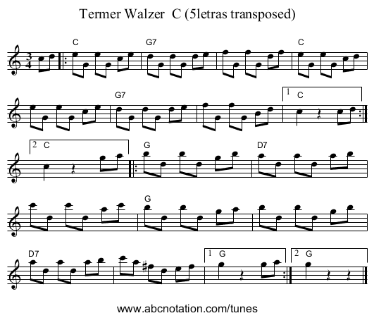 Termer Walzer C (5letras transposed) - staff notation