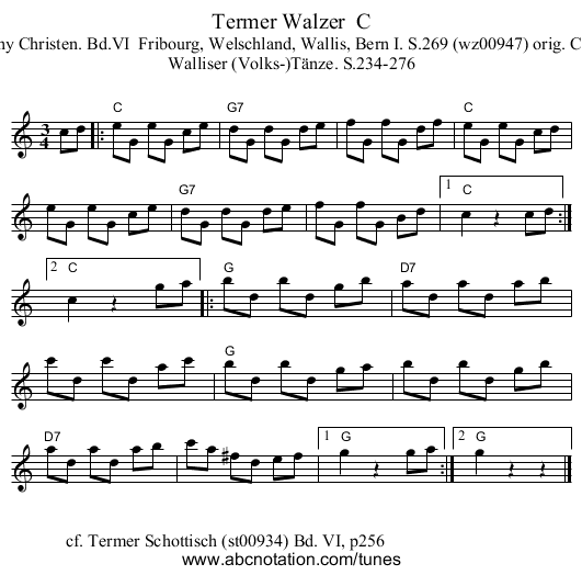 Termer Walzer C - staff notation