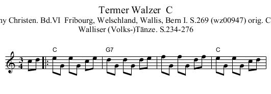 Termer Walzer  C - staff notation