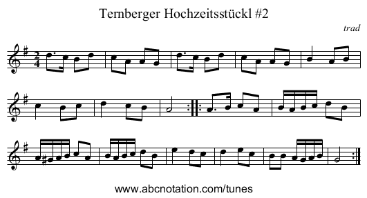 Ternberger Hochzeitsstückl #2 - staff notation