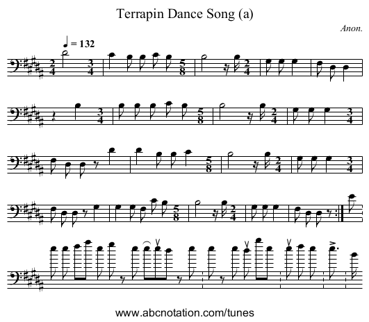 Terrapin Dance Song (a) - staff notation