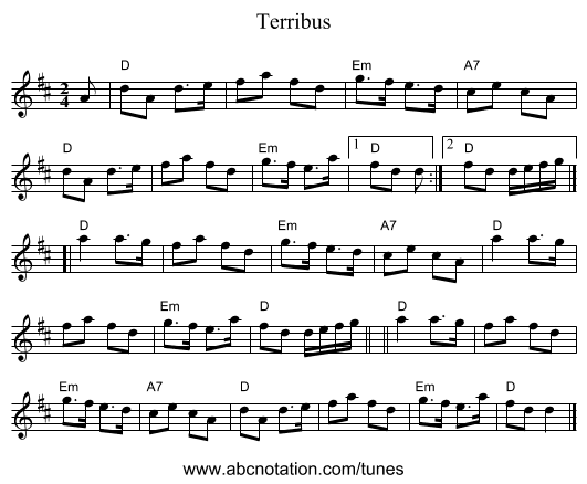 Terribus - staff notation