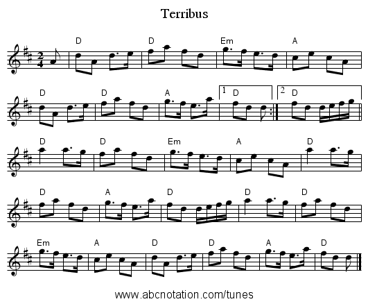 Terribus - staff notation