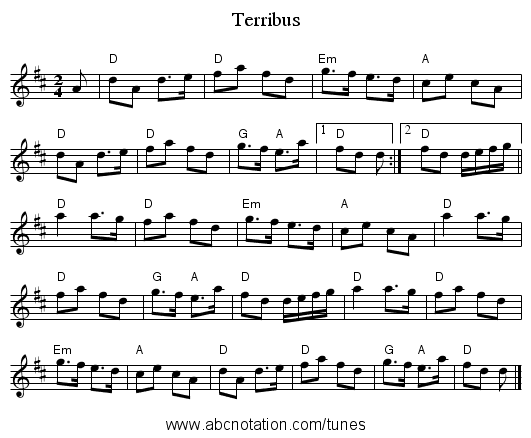 Terribus - staff notation