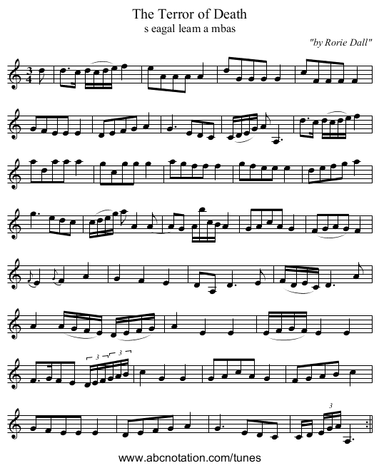 Terror of Death, The - staff notation