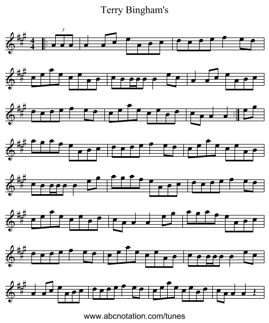 Terry Bingham's - staff notation