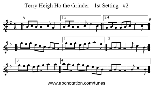 Terry Heigh Ho the Grinder - 1st Setting   #2 - staff notation