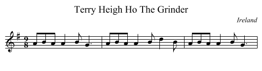 Terry Heigh Ho The Grinder - staff notation