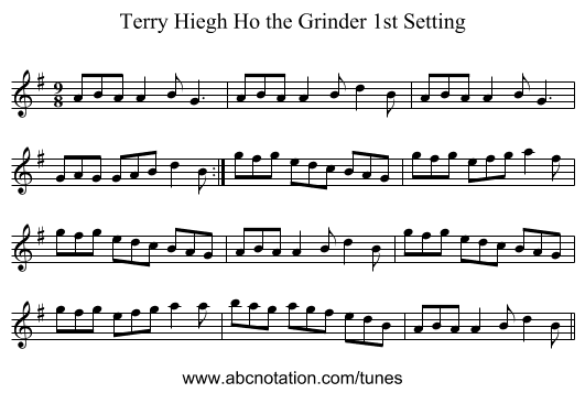 Terry Hiegh Ho the Grinder 1st Setting - staff notation