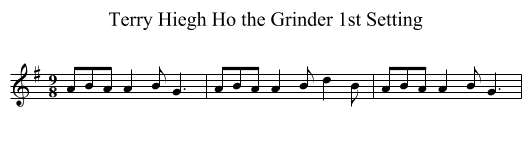 Terry Hiegh Ho the Grinder 1st Setting - staff notation