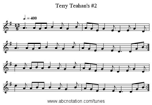 Terry Teahan's #2 - staff notation