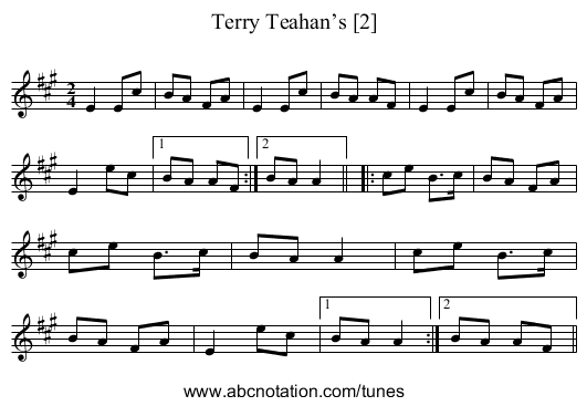 Terry Teahan’s [2] - staff notation