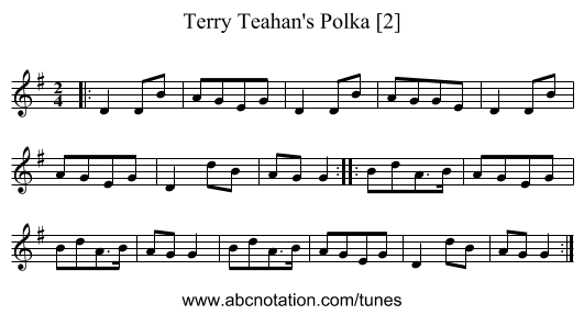 Terry Teahan's Polka [2] - staff notation