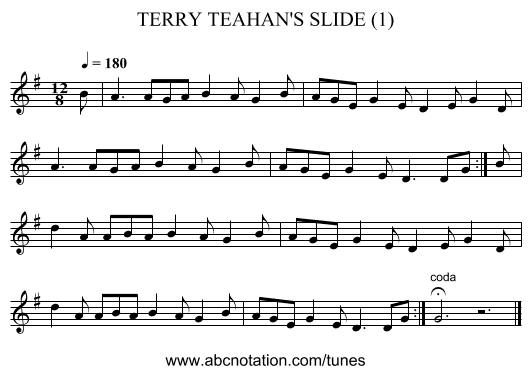 TERRY TEAHAN'S SLIDE (1) - staff notation
