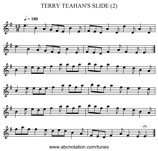 TERRY TEAHAN'S SLIDE (2) - staff notation