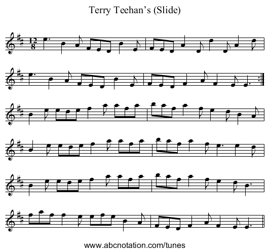Terry Teehan’s (Slide) - staff notation