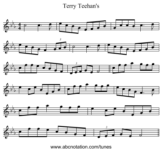 Terry Teehan's - staff notation