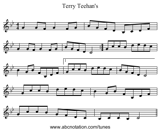 Terry Teehan's - staff notation