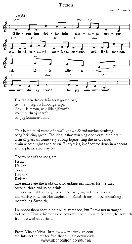 Tersen - staff notation