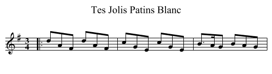 Tes Jolis Patins Blanc - staff notation
