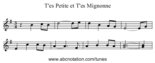 T'es Petite et T'es Mignonne - staff notation