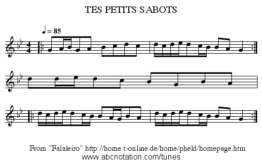 TES PETITS SABOTS - staff notation