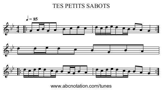 TES PETITS SABOTS - staff notation
