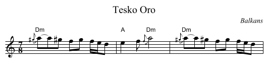 Tesko Oro - staff notation