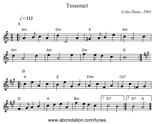 Tesseract - staff notation