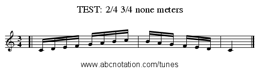 TEST: 2/4 3/4 none meters - staff notation